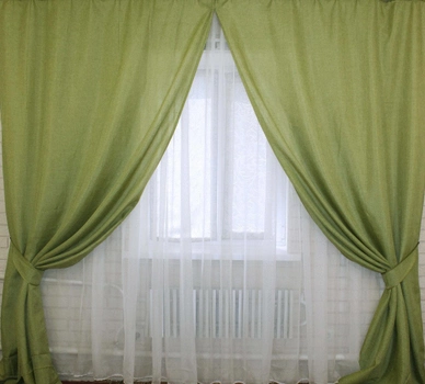 Ткань для штор лен-мешковина, цвет оливковый Chtextil