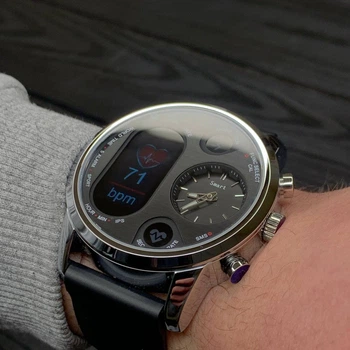 Мужские смарт часы AirPlus T3 Pro Smart Watch c механическим и цифровым циферблатами. Металлический корпус.