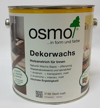 Цветное масло OSMO DEKORWACHS Intensive töne 3186 – белое матовое, 0.125 л.