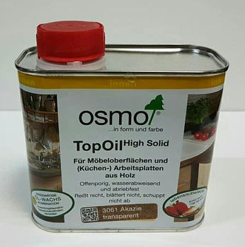 Масло с твердым воском для столешниц и мебели OSMO TopOil 3061 – бесцветное, акация, 0.5 л.