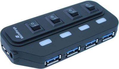 Hub USB MediaRange USB 3.0 4-portowy Black (4260283117642)