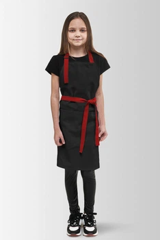 Фартук детский Latte Junior 7-12 лет Vsetex Черный с красным