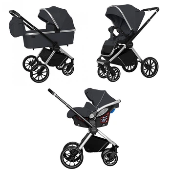Универсальная коляска 3 в 1 Carrello Optima CRL-6504 Platinum Grey Текстиль лен Сумка для мамы