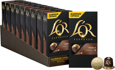 Набор кофе в капсулах L’OR Espresso Forza 10 упаковок x 10 шт (100 капсул) совместимы с Nespresso 100% Арабика (8711000360163)