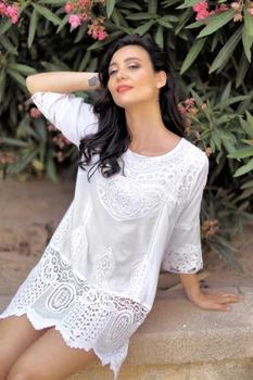 Коротка туніка із мереживом Fresh Cotton 350 F-1c 44(M) Білий