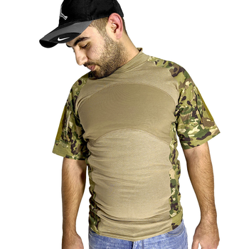 Армійська футболка тактична з коротким рукавом Lesko A424 Camouflage L камуфляжна потовідвідна (F_4253-12425)