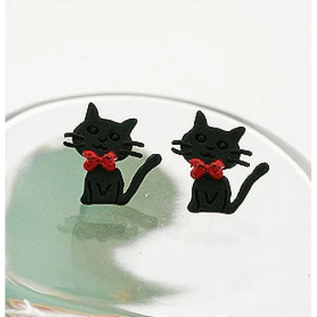 Сережки Only Котик з бантиком (E1165)