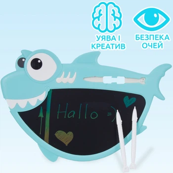Детский планшет для рисования Writting Board Shark Голубой интерактивный графический развивающий для записей с экраном