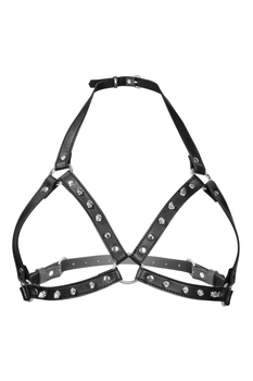 Портупея з металевими шипами Fetish Tentation Sexy Adjustable Chest Harness One size Чорна