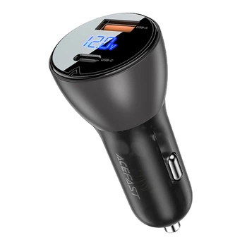 Автомобільний зарядний пристрій ACEFAST B6 metal 63W (USB-A+USB-C) with digital display (6974316280972)