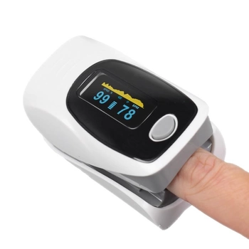 Пульсоксиметр на палець IMDK C101A3 для вимірювання пульсу і сатурації крові Pulse Oximeter з батарейками