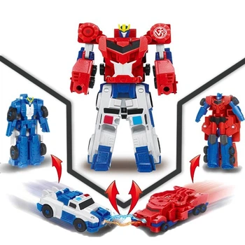 Игровой набор машинка трансформер ОПТИМУС ПРАЙМ Deformation Robots полиция и пожарная машинка трансформер типу скрічер 2 в 1 Красно-синий