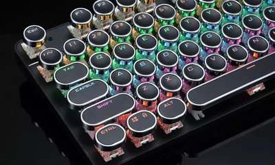 Набор клавишных колпачков, кейкапов в ретро стиле,104 клавиши с RGB-подсветкой, черные (sv1122)