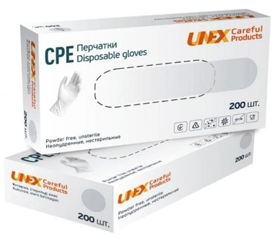 Медицинские CPE перчаки Unex, Medical Products, 200 шт, 100 пар, размер L