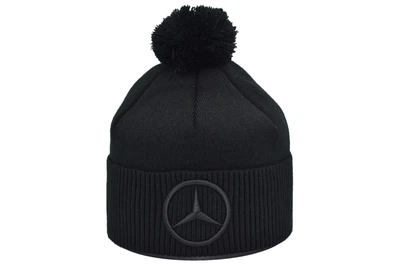 Шапка з помпоном Flexfit Mercedes 55-59 см чёрная (F-0918-613)