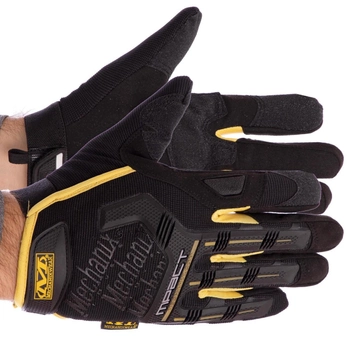 Плотные тактические перчатки с защитой MECHANIX на липучке Для рыбалки для охоты Черно-желтый АН-5629 размер L
