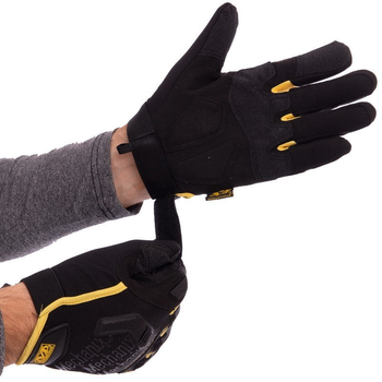 Щільні тактичні рукавички з захистом MECHANIX на липучці Для риболовлі для полювання Чорно-жовтий АН-5629 розмір L