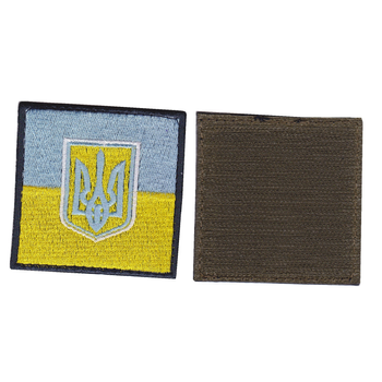 Шеврон патч на липучке флаг Украинский с темно-синей рамкой, 7*7 см, Світлана-К