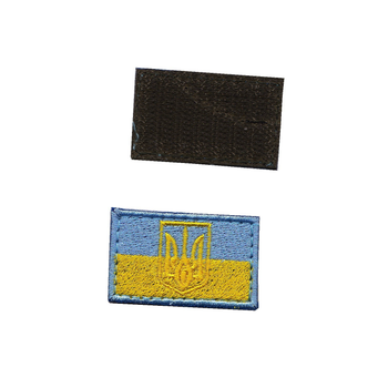 Шеврон патч на липучке флаг Украины с гербом, желто-голубой, 5*3 см, Світлана-К