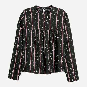 Блузка женская H&M 0607392_роз.полоски.цветы 32 Черная (KAY2000001303573)