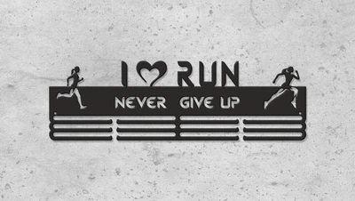 Медальница "E-Trophy" I love run Стальная(черный)