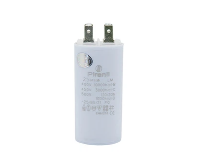 Конденсатор CBB60 25 мкФ 450V(35x72.5 мм), з клемами (Piranil)