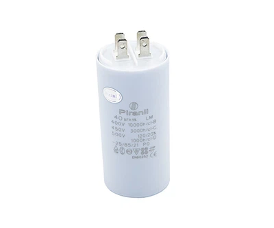 Конденсатор CBB60 40 мкФ 450V(45.6x94.3 мм), с клеммами (Piranil)