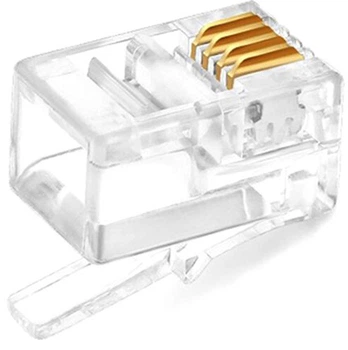 Конектор Ritar RJ-11 4P4C UTP Cat-3 100 шт Transparent (RJ11-RT44U)