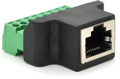 Клеммная колодка Voltronic 8-разрядная + RJ45 8P8С мама, экранированная Black-Green (YT-01093)