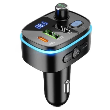 FM-трансмітер Hoco E62 модулятор 2хUSB/1хType-C, TF/U Disk, 20W/3A з функцією Quick Charge Чорний (10430)