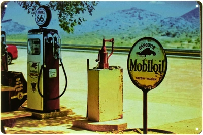 Металева табличка "Заправка На Узбіччі Gargoyle Mobiloil" (ms-002492)