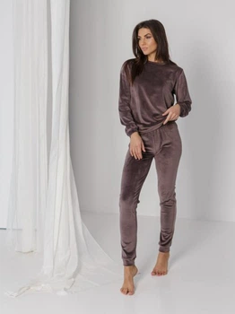 Піжама (світшот + штани) жіноча велюрова BARWA garments 0285/289 L Баклажанова (2112852893254)