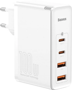 Мережевий зарядний пристрій Baseus GaN2 Pro Quick Charger 2C+2U 100 Вт EU White (CCGAN2P-L02)