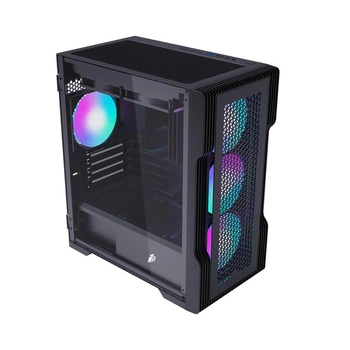 Корпус 1stPlayer T3-BK-4F1 Black без БП