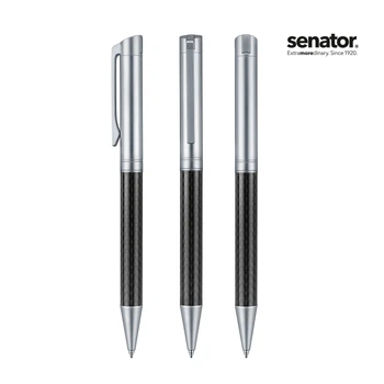 Ручка шариковая Senator Carbon Line, поворотный механизм, цвет серебристый (SN.2159)