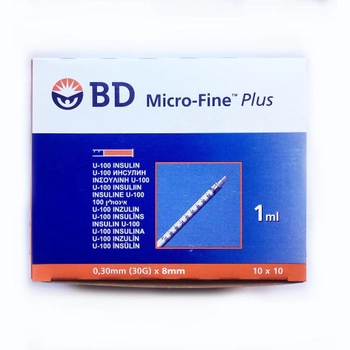 Шприц инсулиновый BD Micro-Fine 1 мл U-100 30G 0.30 x 8 мм - БД Микрофайн