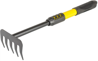 Грабли садовые Mastertool 5 зубов с удлиненной металлической ручкой и резиновым покрытием 410 х 100 мм (14-6167)