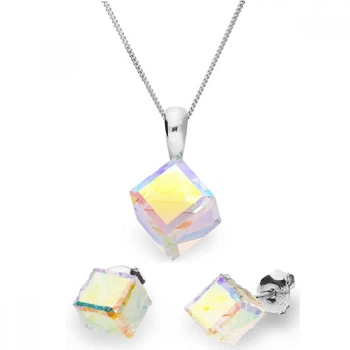 Срібний комплект Spark зі Swarovski Cube Small WKJ48416AB