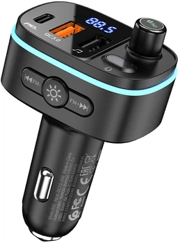 Автомобильный FM модулятор Hoco E62 PD20Wmax (QC3.0 + LED indicator) Black (26389)