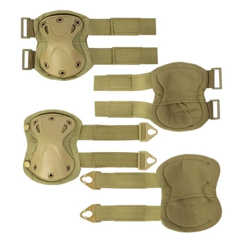 Тактический штурмовой комплект защиты AOKALI F001 Sand наколенники + налокотники (F_8294-29815)