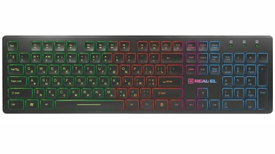 Мультимедийная проводная клавиатура REAL-EL 7070 Comfort Backlit (Black)