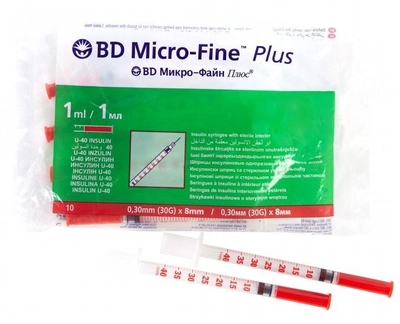 Шприц інсуліновий BD Micro-Fine 1мл U-40 30G - Мікрофайн U-40 - 10шт.