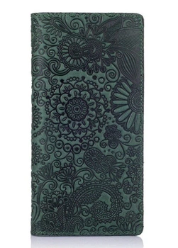 Зеленый кожаный бумажник Hi Art WP-05 Mehendi Art Зелёный