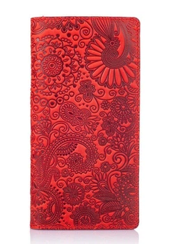 Кожаный бумажник Hi Art WP-05 Mehendi Art краснаый Красный