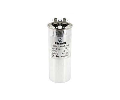 Конденсатор пуско-рабочий CBB65 60 мкФ 450В (60uF 450V) в металле (Piranil)