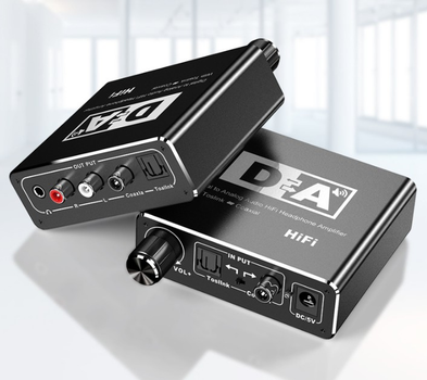 ЦАП HI-FI 192кГц Конвертер цифровой оптический с регулятором громкости звук в аналог optical SPDIF Toslink - >аналог декодер (668158134) Черный