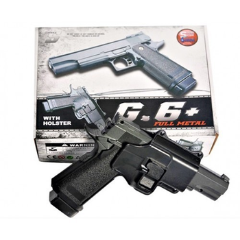 Страйкбольный пистолет Galaxy Colt M1911 Hi-Capa с кoбурой металл черный