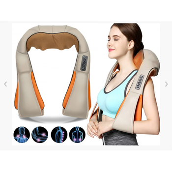 Массажер для шеи и плеч электрический роликовый Massager of Neck Kneading 50 Вт с ИК-прогревом и таймером питание от сети 220 + адаптер от прикуривателя (47267)