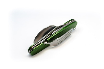 Туристичний складаний ніж з нержавіючої сталі 6 в 1 ложка, вилка, ніж, штопор, шило, SENIK зелений (EL-65995-Z)