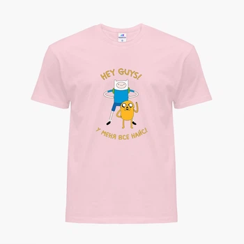 Футболка детская Финн и Джейк пес (Finn & Jake the dog) (25186-1579) 158-164 см Хлопок Розовый